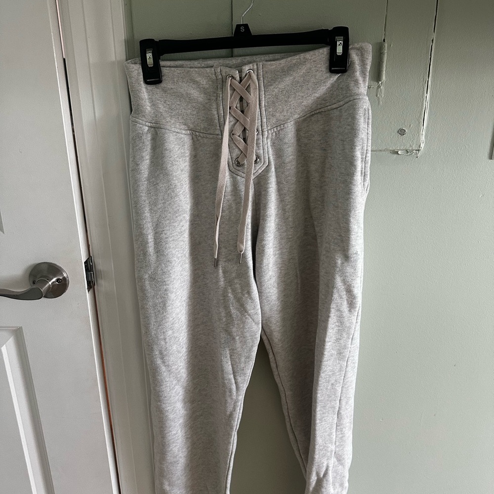 Victoria Secret Lace-Up Waist Grey Jogger Bottoms